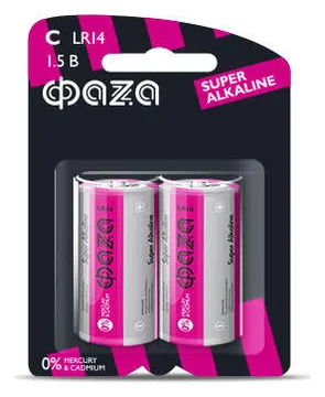 Элемент питания алкалиновый C/LR14 1.5В Super Alkaline BL-2 (уп.2шт) ФАZА 2858504