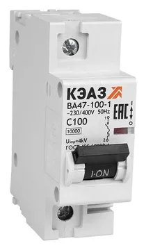 Выключатель автоматический модульный 1п C 40А 10кА ВА47-100-1C40-УХЛ3 КЭАЗ 318106