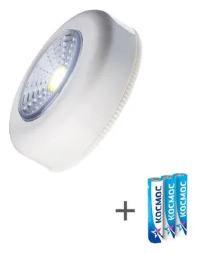 Фонарь-подсветка 1Вт COB LED 3xAAA (R03) корпус ABS-пластик бел. самокл. поверхность в комплекте двустор. скотч КОСМОС KOC305B