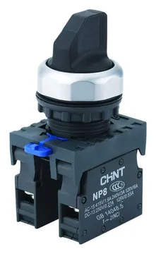 Переключатель NP8-10X/212 2 положения 1НО IP65 с фиксацией без подсветки черн. (R) CHINT 578661