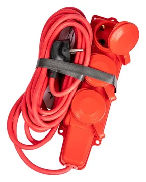Удлинитель на каучуковой колодке 3х5м 16А IP44 250В 4кВт каучук КГ 3х2.5 красн. УХз16 Россия КОСМОС YKsm5m-3g(16A)KG-R