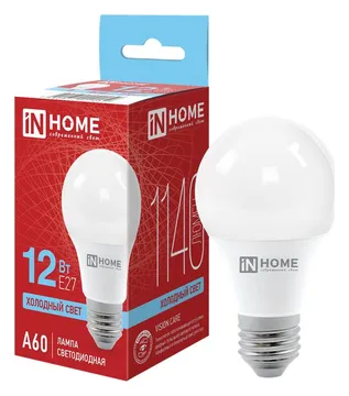 Лампа светодиодная LED-A60-VC 12Вт грушевидная 6500К холод. бел. E27 1140лм 230В IN HOME 4690612020259