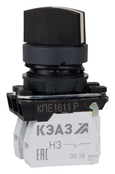 Переключатель КПЕ1611Р 1но+1нз ручка фикс 2поз IP65 черн. КЭАЗ 248268