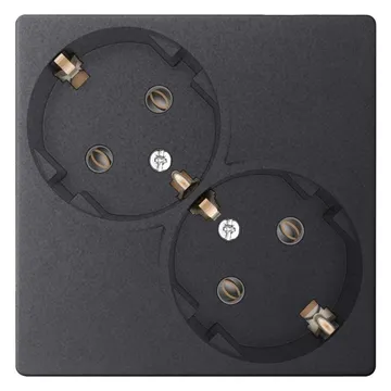 Розетка 2-м СП Simon 24 16А IP20 2х2P+E Schuko без защ. шторок механизм графит Simon 2450459-038