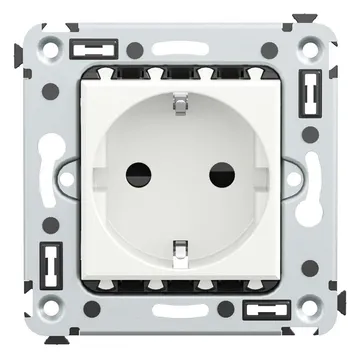 Розетка 1-м СП 2мод. Avanti "Белое облако" 16А IP20 2P+E защ. шторки бел. DKC 4400003