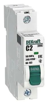Выключатель автоматический модульный 1п C 2А ВА-103 DEKraft 12265DEK