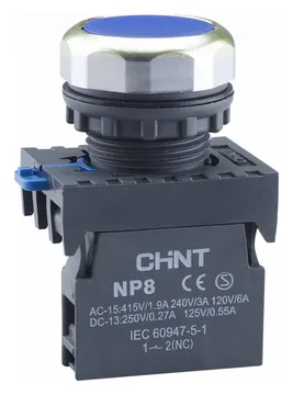 Кнопка управления NP8-10BN/6 без подсветки син. 1НО IP65 (R) CHINT 578645
