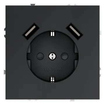 Розетка 1-м СП S70 16А с USB A+A с заземл. защ. шторки механизм графит Voltum VLS040407