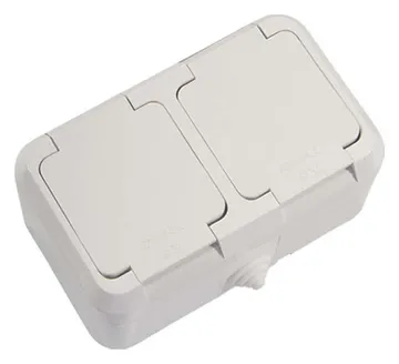 Розетка 2-м ОП 16А IP44 с заземл. п/герм. бел. Makel 18354