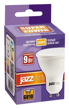 Лампа светодиодная PLED-SP 9Вт PAR16 3000К тепл. бел. GU10 720лм 230В JazzWay 2859693A