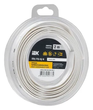 Трубка термоусадочная ТТУ нг-LS 8/4 бел. (уп.2м) IEK UDR12-008-004-002-K01-T