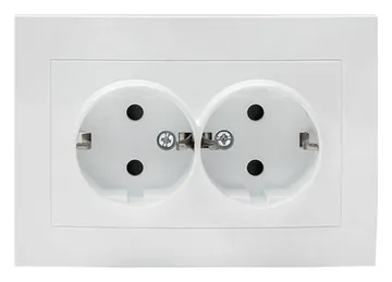 Розетка 2-м СП Валенсия 16А IP20 с заземл. защ. шторки бел. PROxima EKF EWR16-128-10