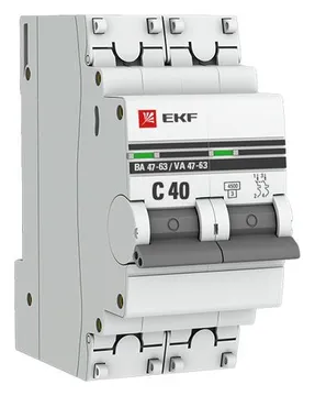 Выключатель автоматический модульный 2п C 40А 4.5кА ВА 47-63 PROxima EKF mcb4763-2-40C-pro