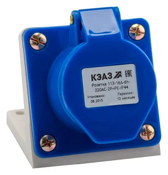Розетка 123 32А 220В AC 2P+PE 6ч для монтажа на поверхность IP44 КЭАЗ 222747