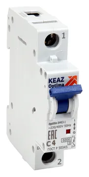 Выключатель автоматический модульный 1п B 10А 6кА OptiDin BM63-1B10-УХЛ3 КЭАЗ 260487