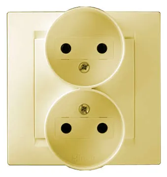 Розетка 2-м СП Simon15 16А IP20 250В без заземл. винт. клеммы сл. кость Simon 1590457-031
