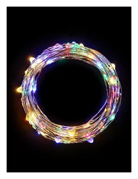 Гирлянда светодиодная "Разноцветные нити" 1.5м 30LED мультиколор в виде капель элементы питания 3хAA (не в компл.) КОСМОС KOCNL-EL114_multy