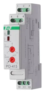 Реле времени PO-415 16А 230В 1 перекл. IP20 задержка выключ./управ. контактом монтаж на DIN-рейке F&F EA02.001.018