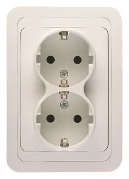 Розетка 2-м СП Mimoza 16А IP20 с заземл. бел./бел. Makel 12082