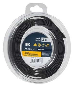 Трубка термоусадочная ТТУ нг-LS 8/4 черн. (уп.2м) IEK UDR12-008-004-002-K02-T