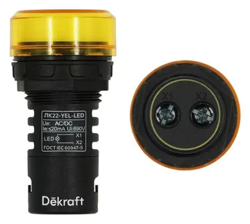Лампа коммутационная ADDS ЛК-22 d22мм 24В AC/DC желт. LED DEKraft 25067DEK
