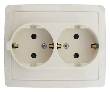 Розетка 2-м СП Simon15 16А IP20 250В с заземл. Schuko защ. шторки винт. клеммы сл. кость Simon 1590451-031