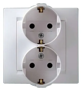 Розетка 2-м СП Simon15 16А IP20 250В с заземл. винт. клеммы бел. Simon 1590459-030