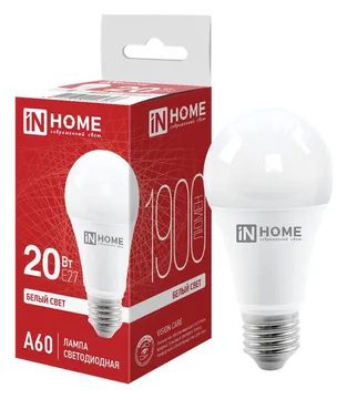 Лампа светодиодная LED-A60-VC 20Вт грушевидная 4000К нейтр. бел. E27 1900лм 230В IN HOME 4690612020303