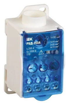 Блок распределительный на DIN-рейку РБД-250А IEK RBD-250