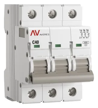 Выключатель автоматический модульный 3п C 40А 6кА AV-6 AVERES EKF mcb6-3-40C-av