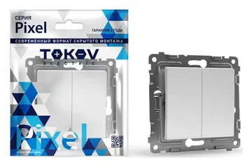 Выключатель 2-кл. СП Pixel 10А IP20 механизм бел. TOKOV ELECTRIC TKE-PX-V2-C01
