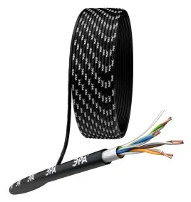 Кабель витая пара F/UTP кат.5E 4х2х24AWG solid CU PE Outdoor черн. (м) F-4-PE Эра Б0044689