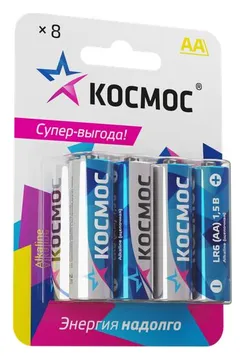 Элемент питания алкалиновый AA/LR6 BP-8 (блист.8шт) КОСМОС KOCLR6BL8