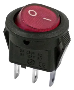 Выключатель клавишный круглый 250В 3А (2с) ON-OFF Micro RWB-105 SC-214 красн. Rexant 36-2511