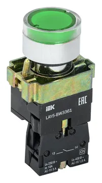Кнопка LAY5-BW3361 1НО с подсветкой зел. KARAT IEK BBT50-BW-K06