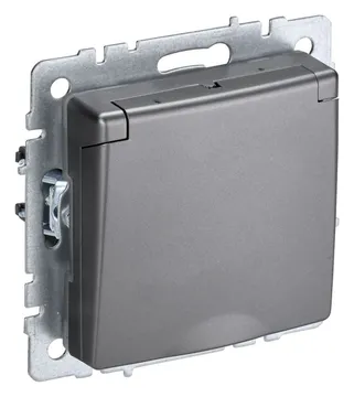 Розетка BRITE РСбш10-3-БрС 16А IP20 с заземл. защ. шторки с крышкой механизм сталь IEK BR-R16-16-K46