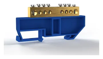 Шина нулевая на DIN-изоляторе 8х12мм 8 отвер. латунь TOKOV ELECTRIC TKE-BCB-812-8-DIN/N
