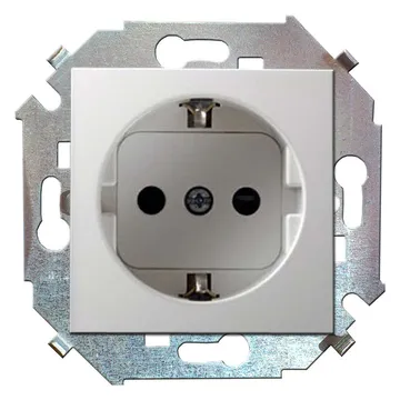 Розетка 1-м СП Simon 15 16А IP20 250В с заземл. Schuko защ. шторки винтов. клеммы механизм бел. Simon 1591443-030