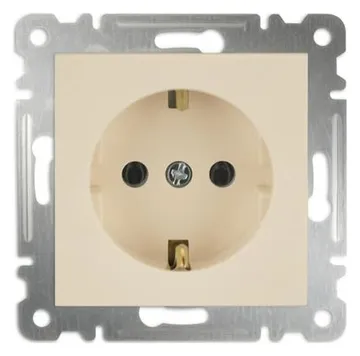Розетка 1-м СП Karea 16А IP20 с заземл. механизм крем. Makel 57010028