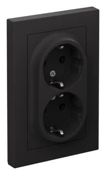 Розетка 2-м СП AtlasDesign 16А IP20 с заземл. в сборе карбон SE ATN001024