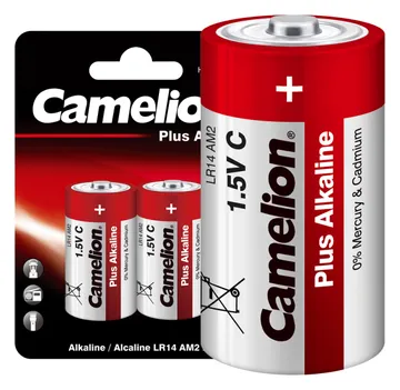 Элемент питания алкалиновый C/LR14 1.5В Plus Alkaline LR14-BP2 BL-2 (блист.2шт) Camelion 1653