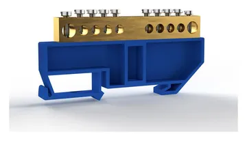 Шина нулевая на DIN-изоляторе 8х12мм 10 отвер. латунь TOKOV ELECTRIC TKE-BCB-812-10-DIN/N