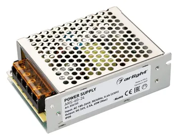Блок питания ARS-60-24 24В 2.5А 60Вт IP20 сетка 2 года Arlight 026153