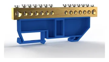 Шина нулевая на DIN-изоляторе 8х12мм 14 отвер. латунь TOKOV ELECTRIC TKE-BCB-812-14-DIN/N