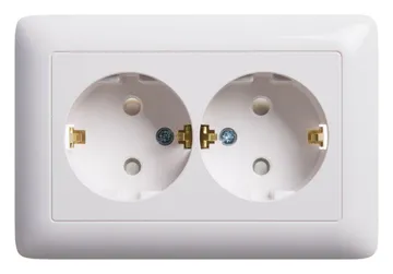 Розетка 2-м СП Хит 16А IP20 с заземл. защ. шторки бел. SE RS16-231-B