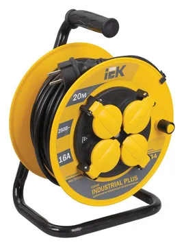 Удлинитель на катушке 4х20м с заземл. 16А IP44 Industrial plus УК20 3х1.5 термозащита IEK WKP15-16-04-20-44