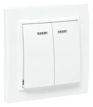Выключатель 2-кл. СП Минск 10А IP20 с индикатором бел. Basic EKF ERV10-123-10